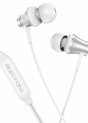 Навушники borofone bm73 platinum universal earphones with microphone silver
