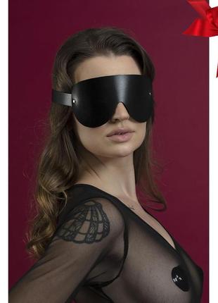 Маска на очі feral feelings - blindfold mask, натуральна шкіра, чорна