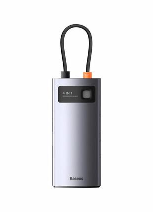 Usb-hubbaseus metal gleam series 4-in-1 multifunctional type-c hub docking station gray （type-c to