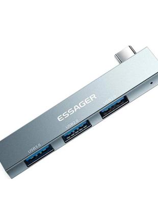 Хаб essager fengyang 3 in 1 splitter  grey (ehbc03-fy0g-p)