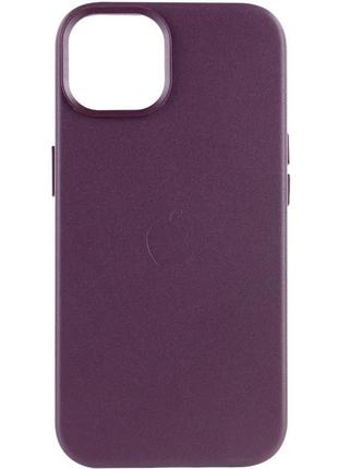 Шкіряний чохол для apple iphone 14 (6.1"") - leather case (aa plus) with magsafe dark cherry