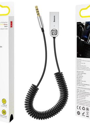 Bluetooth-адаптер baseus caba01-01, з мікрофоном, кручений кабель, bluetooth 5.0 black