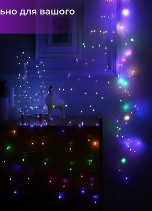 Гірлянда світлодіодна кінський хвіст garlandopro 600led роса 20 ліній 8 режимів 3м кінський хвіст гірлянда4 фото