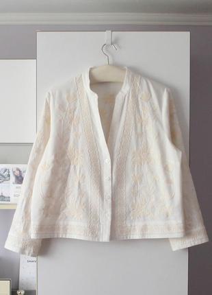 Дуже красивий вишитий жакет сорочка з льоном від zara