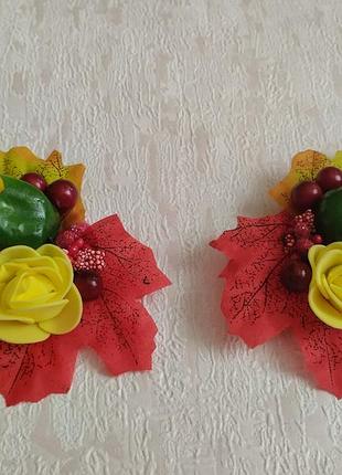 Аксессуары, украшения для волос. осенние заколки на праздник осени. осенние листья, дары осени, ягоды, фрукты, овощи, перец