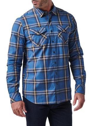 Рубашка тактическая 5.11 tactical gunner plaid long sleeve shirt m cobalt blue plaid1 фото