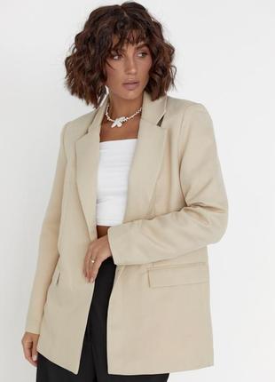 Женский качественный бежевый классический деловой пиджак1 фото