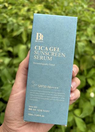 Увлажняющая солнцезащитная крем-сыворотка с центеллой spf50+ pa++++ benton cica gel sunscreen serum