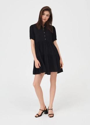 Черное ярусное платье короткое платье рубашка primark