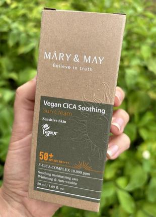Conцезащитный крем с центеллой mary&may cica soothing sun cream spf50+ pa++++, 50 мл