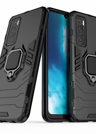 Чехол fiji ring для vivo y70 бронированный бампер с кольцом черный
