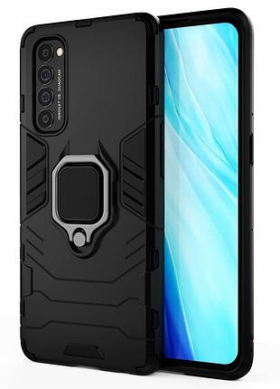 Чехол fiji ring для oppo reno 4 pro бронированный бампер с кольцом черный