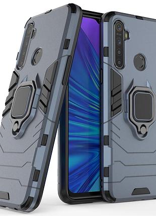 Чохол ring case для realme c3 броньований бампер з кільцем темно-синій