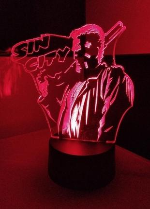 3d-светильник город грехов sin city, 3д-ночник, несколько подсветок (на пульте)