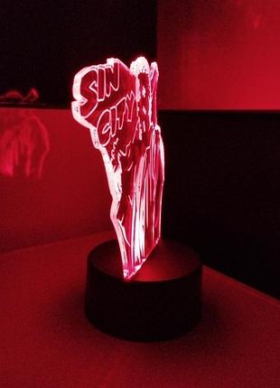 3d-светильник город грехов sin city, 3д-ночник, несколько подсветок (на пульте)