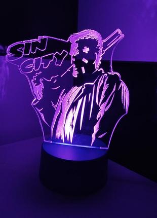 3d-светильник город грехов sin city, 3д-ночник, несколько подсветок (на пульте)