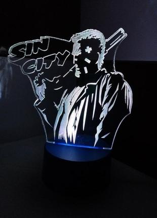 3d-светильник город грехов sin city, 3д-ночник, несколько подсветок (на пульте)