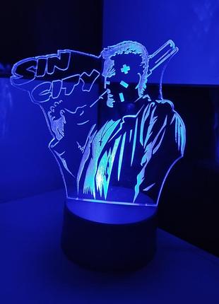 3d-светильник город грехов sin city, 3д-ночник, несколько подсветок (на пульте)