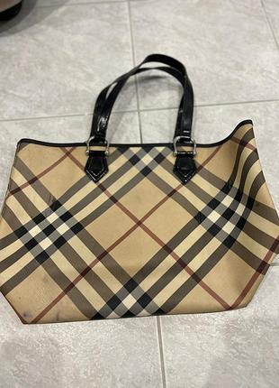 Сумка винтажная  шоппер burberry
