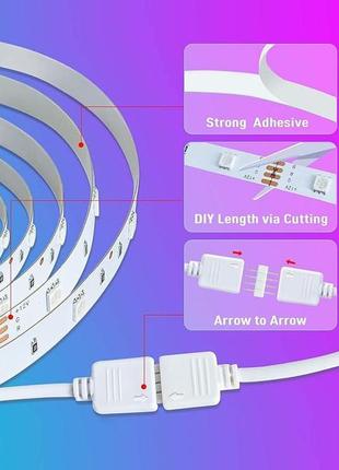 Светодиодная лента rilitor wifi 40 м, водонепроницаемая,rgb 5050 с дистанционным...