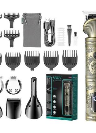 Профессиональный набор/машинка для стрижки волос 6 в 1 vgr v-106, бритва триммер для бороды