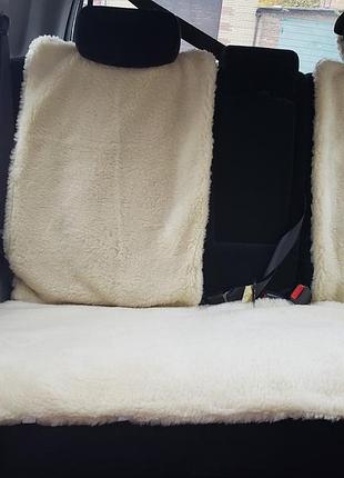 Хутряні накидки на сидіння автомобільні бежеві задні - захист сидінь від бруду та стирання ku-22