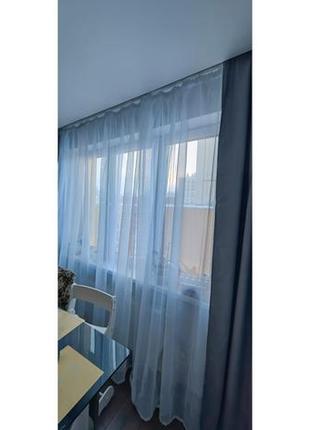 Тюль вуаль голубой, высота - 2,30м, ширина - 5,45м (на карниз 2м)