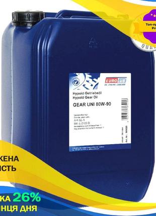 Трансмиссионное масло автомобильное для трансмиссии eurolub gear uni sae 80w-90 20л ku-22