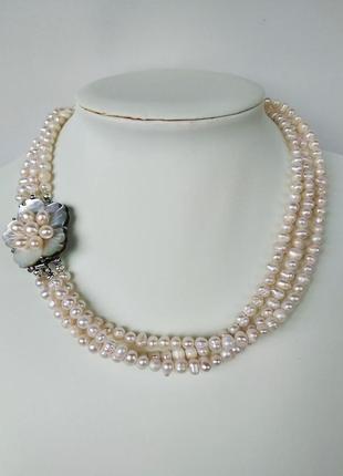 Ожерелье из пресноводного, белого жемчуга2 фото