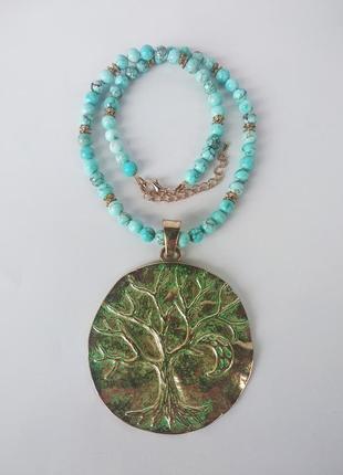 Ожерелье с подвеской " дерево " из камня бирюза
