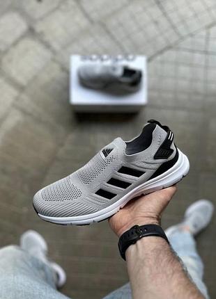 Літні чоловічі мокасини adidas grey black  мужские летние мокасины адидас светло-серые с чёрным ф4 фото