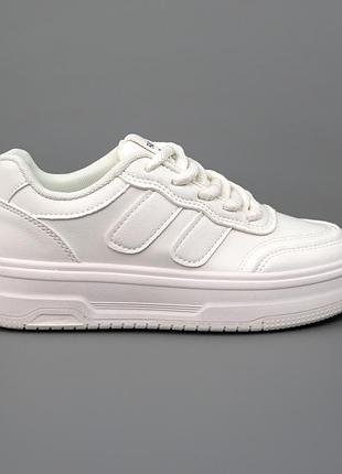 Кеды женские белые платформа экокожа 589495