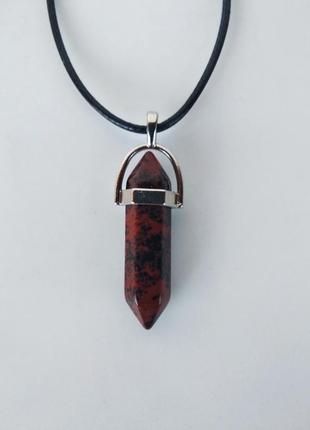 Кулон " кристал " з натурального каменю червоний обсидіан