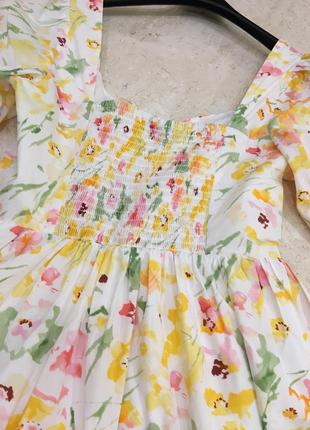 Нова.сукня міді з бавовни c&a flowers print puff sleeves cotton midi dress  size 36 s2 фото