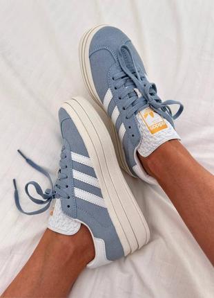 Кросівки adidas gazelle bold light blue / white premium