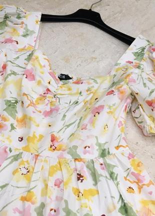 Нова.сукня міді з бавовни c&a flowers print puff sleeves cotton midi dress  size 36 s6 фото