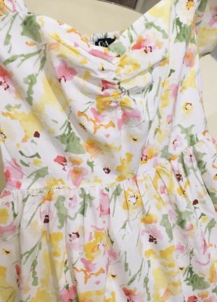 Нова.сукня міді з бавовни c&a flowers print puff sleeves cotton midi dress  size 36 s9 фото