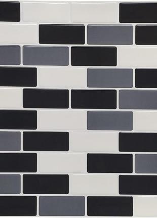Самоклеюча поліуретанова плитка для внутрішнього оздоблення чорна сіра молочна цегла 3d ефект 305х305 мм gl-55