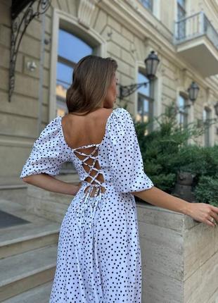 Романтичное длинное нежное платье макси с вырезом праздничное из приятной легкой ткани на спине шнуровка