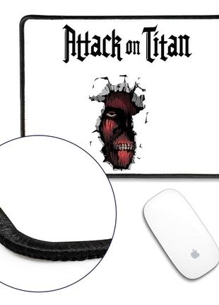 Коврик для мишки с оверлоком атака титанов колоссальный титан лого ( attack on titan logo) (5962-3489-l) l2 фото