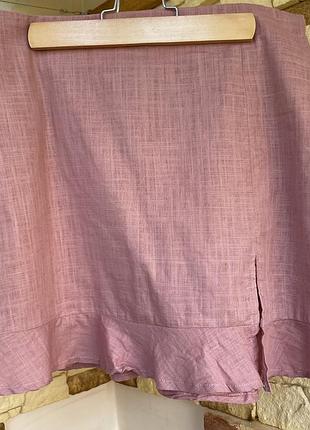 Спідничка бавовняна пудрова з розрізом