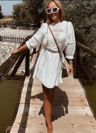 Новое хлопковое платье кружевное h&m платье пышное платье прошва воздушного хлопка7 фото