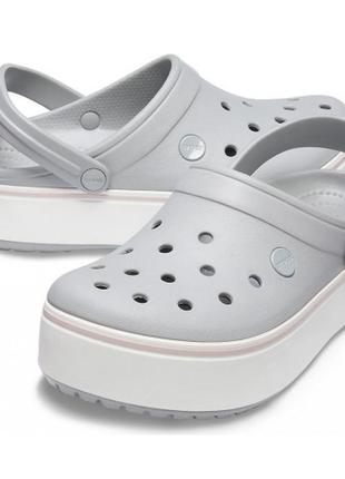 Crocs кроксы клоги сабо шлепки на платформе сандалии crocband platform clog light grey rose