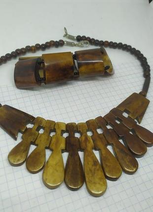 Колье ожерелье и браслет из кости