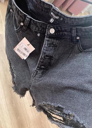 Жіночі джинсові шорти eur 44 розмір missguided plus якісні фірмові шорти uk 16 нові з біркою темно сірі рвані актуальні акційна ціна