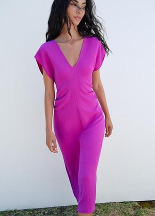 Легенька сукня плаття міді zara зі зборками