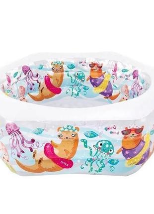 Дитячий надувний басейн «видра» 56493-2 надувне дно, 541 л, 191 x 178 x 61 см