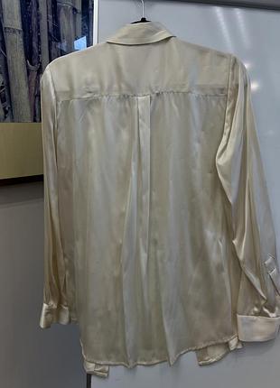 Шовкова молочна бежева сорочка2 фото