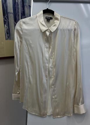 Шовкова молочна бежева сорочка