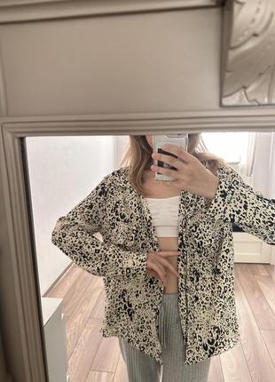 Трендова рубашка леопард zara oversize